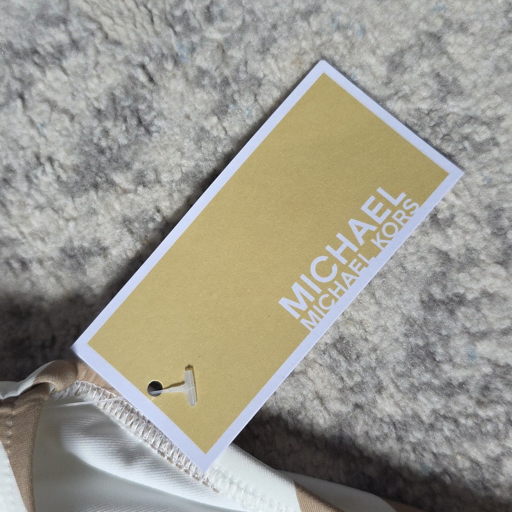 NWT MICHAEL Michael Kors Tan And White Zebra Hipster Bottoms Women's Size M - Picture 2 of 6